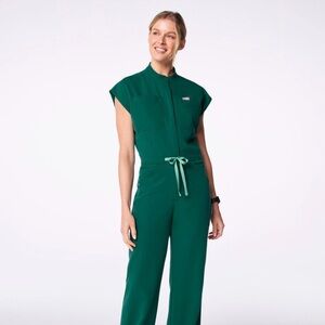 Figs Hunter Green Wide Leg Jumpsuit